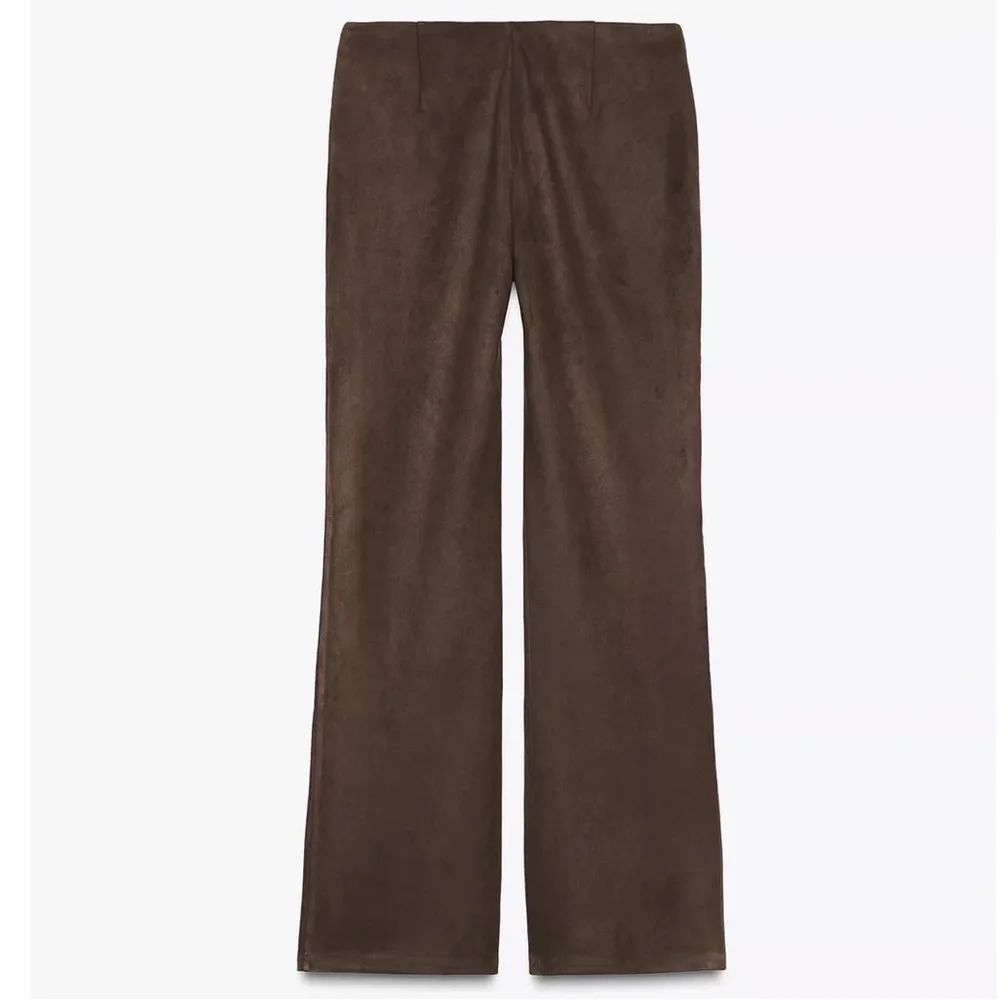 Zara NWT brown studded faux suede embellished pants